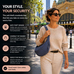 Tessa blue nylon shoulder bag, view 3